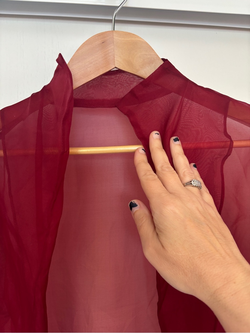 Silk Evening Jacket Sheer Organza One Size Modest French Timeless Tiered Flare - Picture 3 of 6